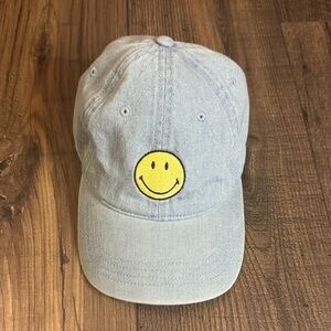 Women's American Eagle Light Blue Jean Smiley Face Cap